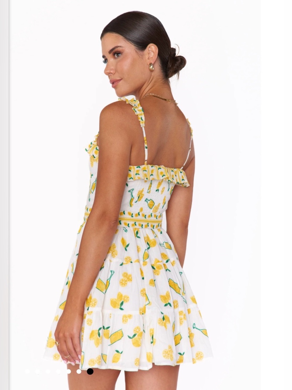 Show Me Your Mumu Jolene Mini Dress Limoncello Embroidery sz Small Coastal Chic - Picture 4 of 17